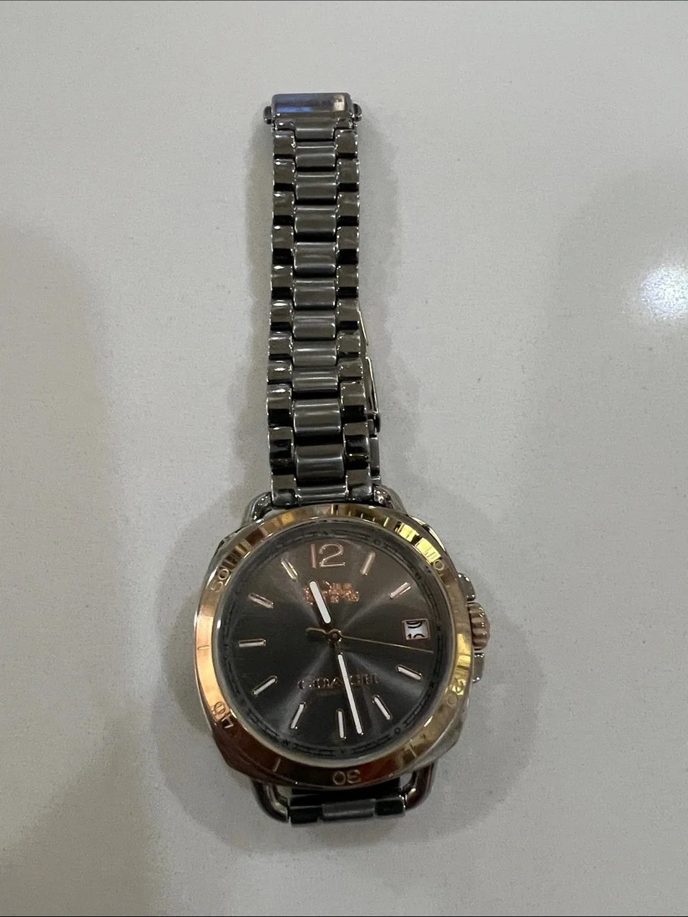 Coach Two-Tone Silver and Gold Stainless Steel Bracelet Watch